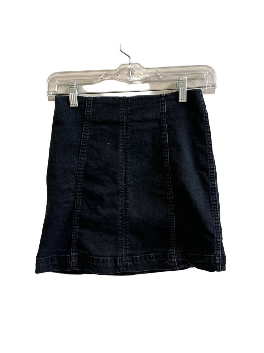 Women's Black Paige Denim Collection Black Mini Skirt. Zip back. Size Small